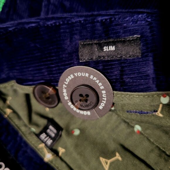 Bonobos Mens Stretch Corduroy Pants 31x32 Navy Blue Embroidered Chino New - Picture 5 of 11